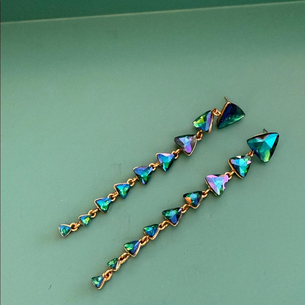 Iridescent Triangle Drop Earrings